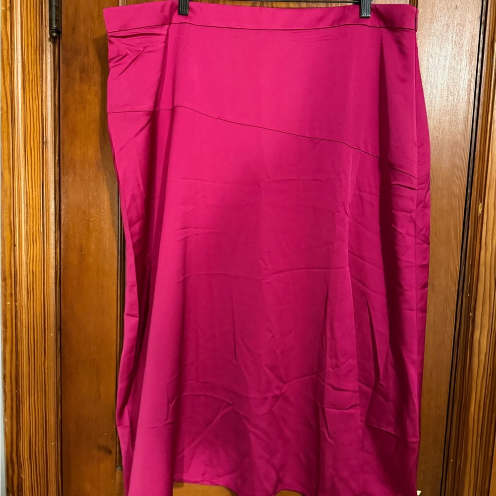 J. Crew Satin Mid-Length Fuchsia Skirt